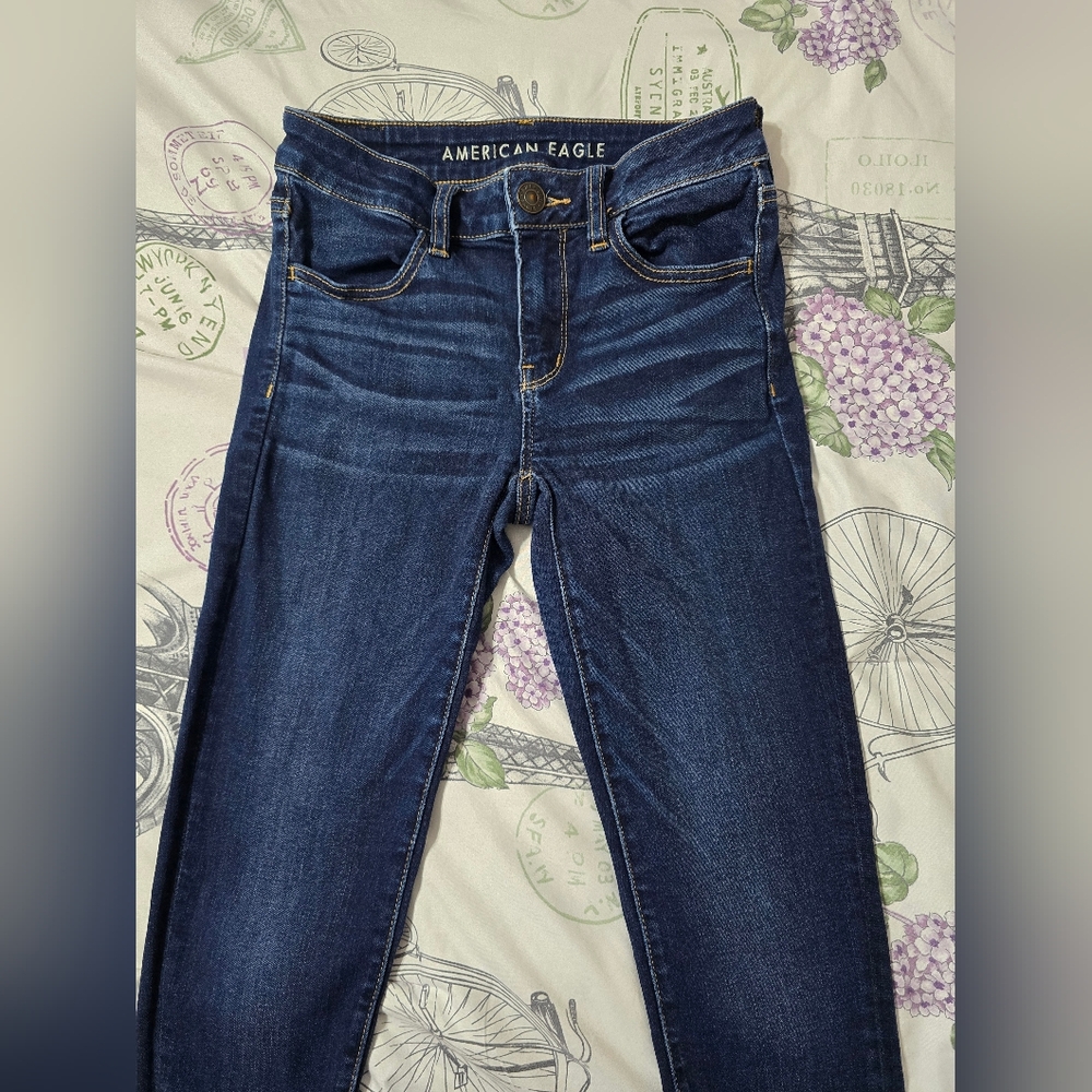 American Eagle Outfitter Navy Blue Jegging Size 2R for Womens Next Level Stretch - Picture 3 of 15